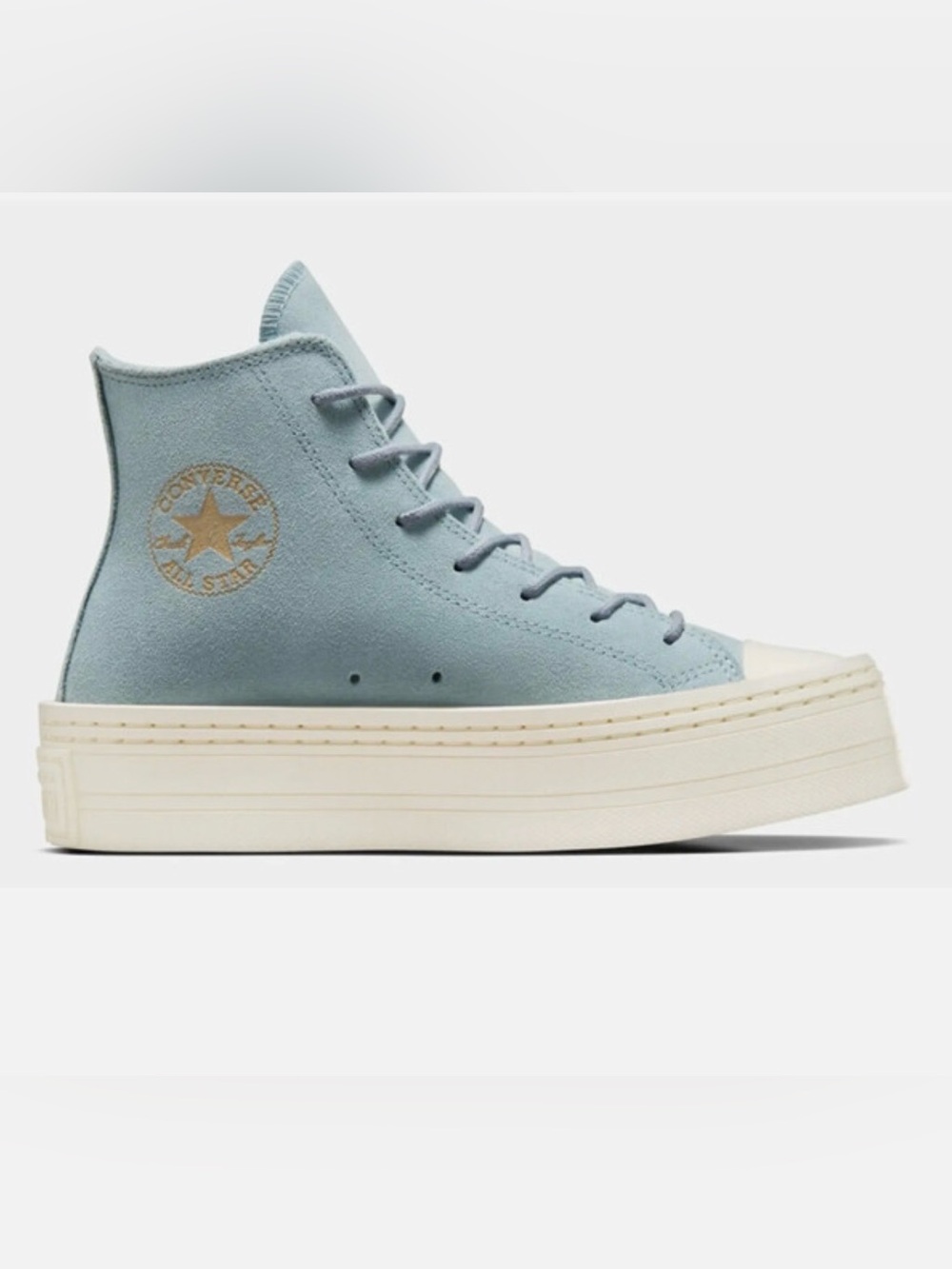 Women Converse High-Top All Star Modern Lift Sneakers Light Blue Suede size 10